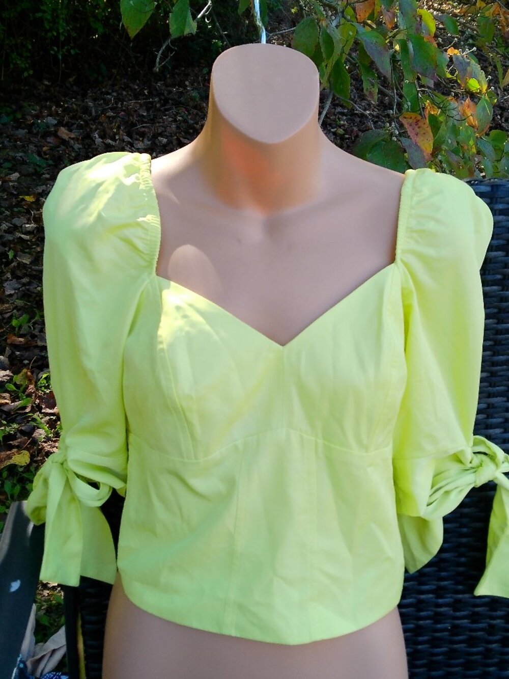EXPRESS SIZE XS CROP TOP GREAT CONDITION TIES AT SLEEVES ELASTIC BACK